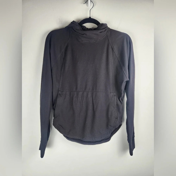 Lululemon Cowlneck Hoodie Pullover Sweatshirt Womens Size 2 Black - Picture 1 of 6